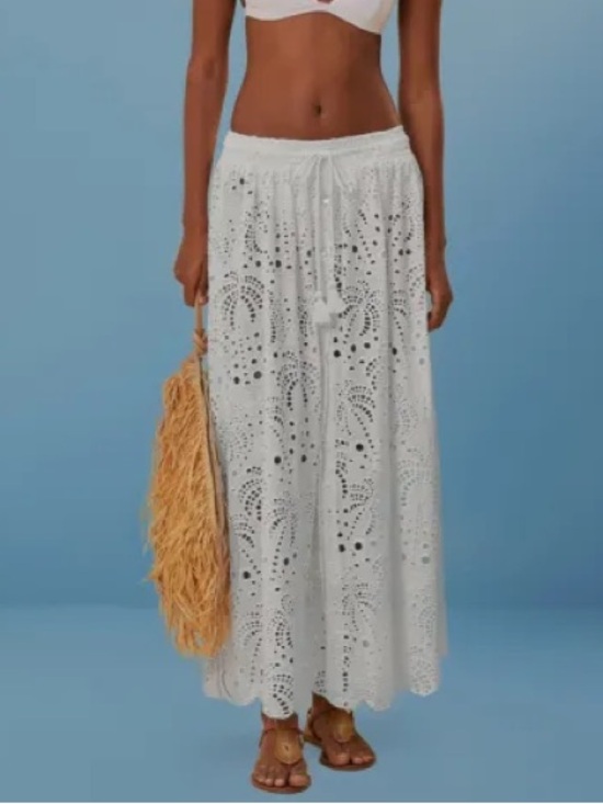 FARM Rio Dresses & Skirts - NWT FARM Rio Laise Palm Tree Eyelet Cotton Midi Skirt